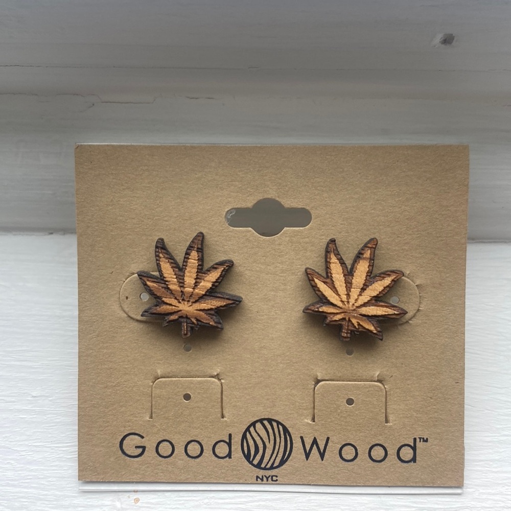Good Wood NYC Wooden Mari Leaf Stud Earrings